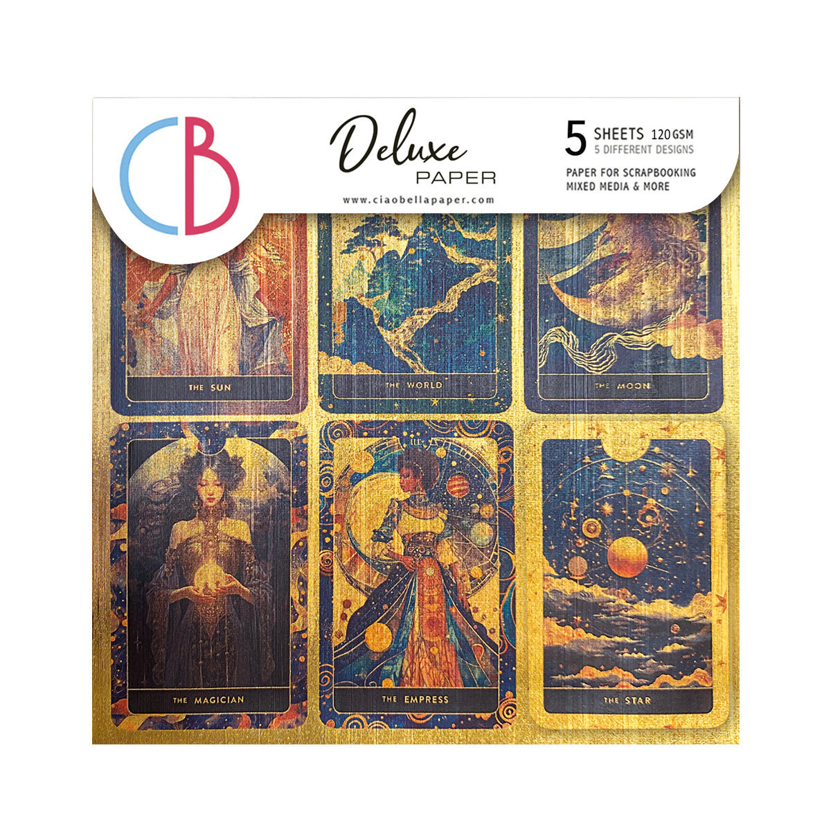 Deluxe Celestial Paper Gold  6"x6" 5/Pkg-1