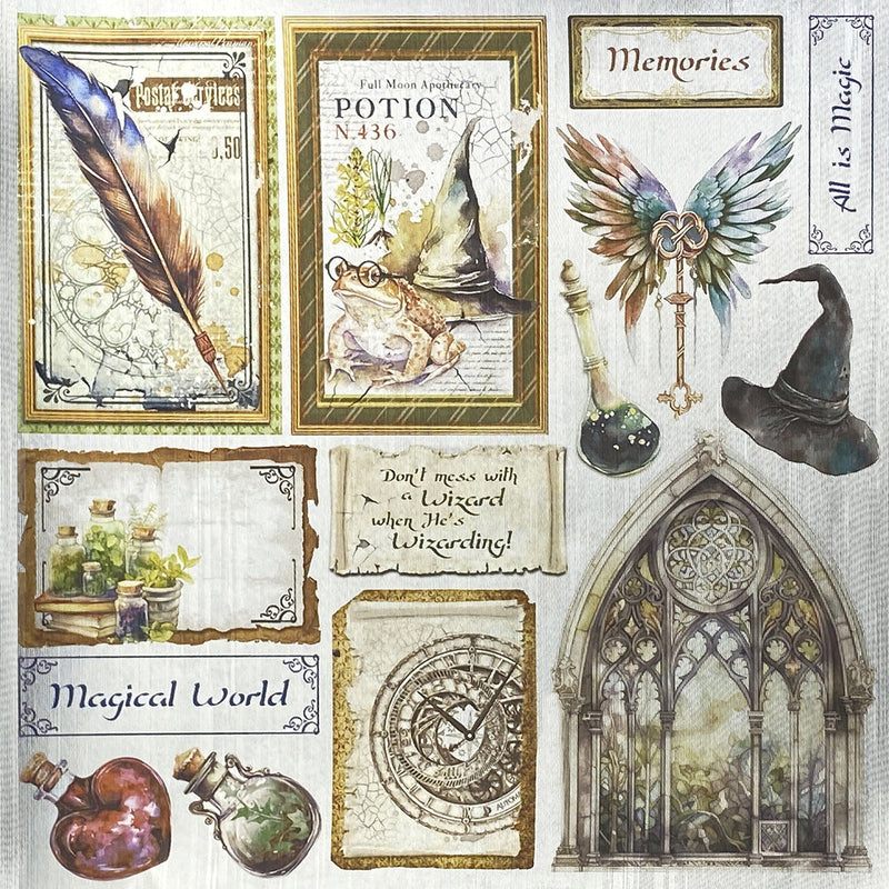 Papel Wizard Academy Deluxe plateado 6"x6" 5/paquete-4