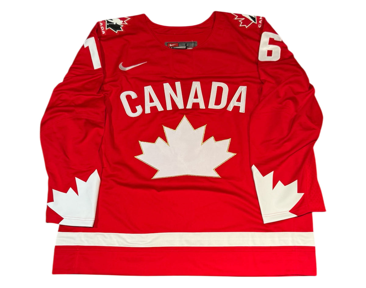 Connor Bedard Autographed Team Canada Heritage Red Nike Jersey Inscribed "4 Goals 1 Game"-3
