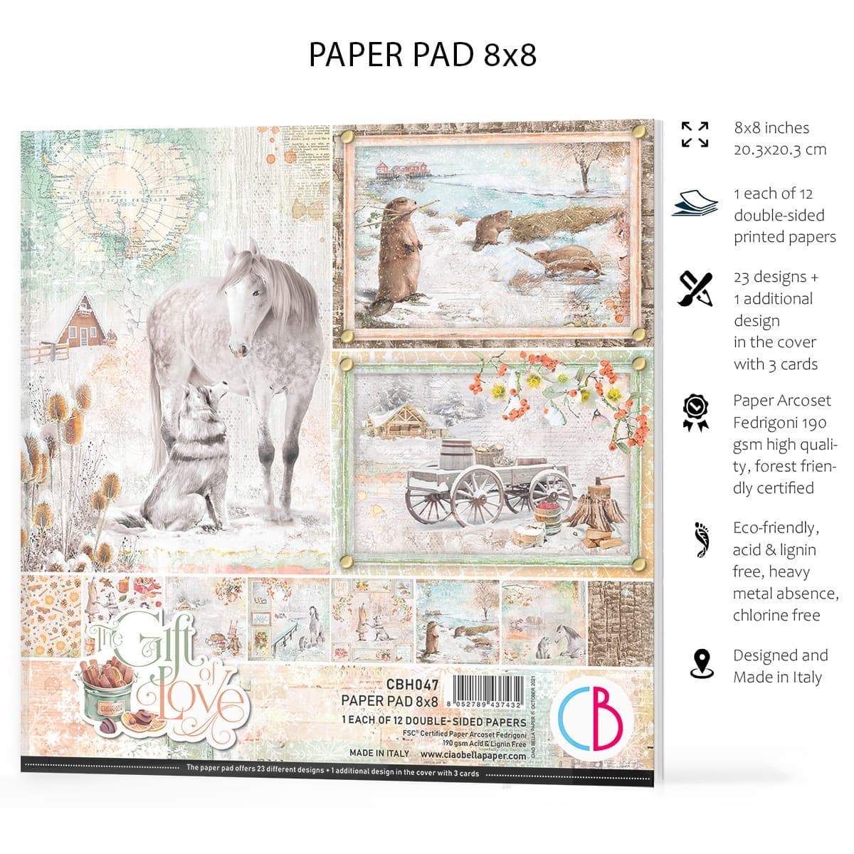 Ciao Bella The Gift of Love Paper Pad 8"x8" 12/Pkg-6