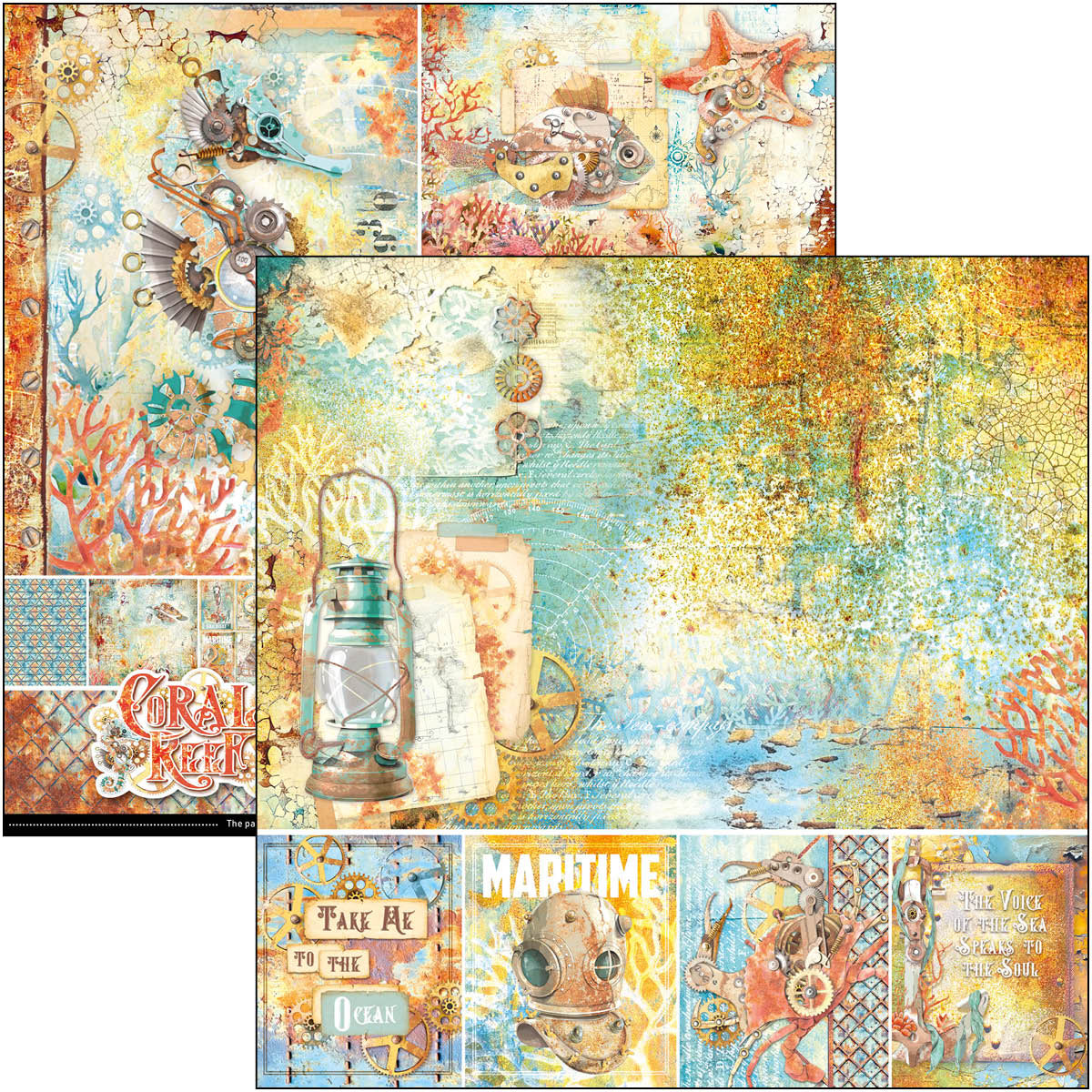 Bloc de papel Coral Reef 8"x8" 12/paquete-2