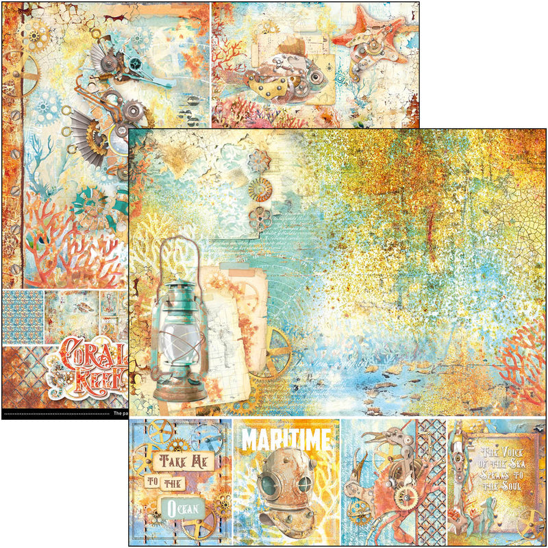 Bloc de papel Coral Reef 8"x8" 12/paquete-2