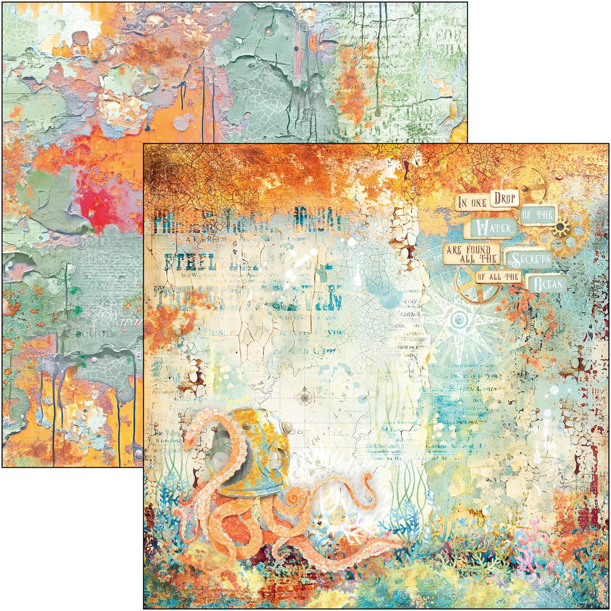 Bloc de papel Coral Reef 8"x8" 12/paquete-4