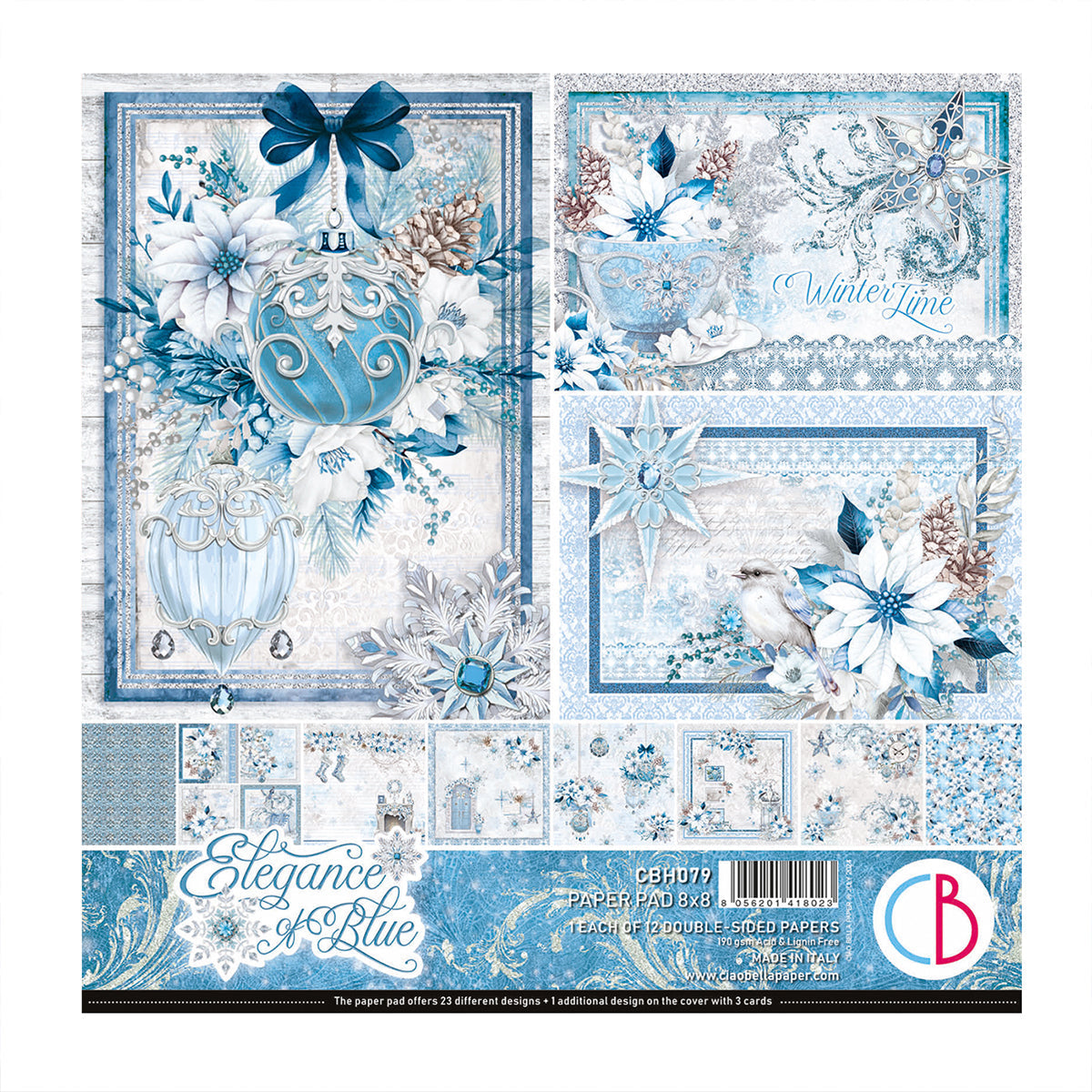 Élégance du bloc bleu 20 x 20 cm, 12 unités/paquet