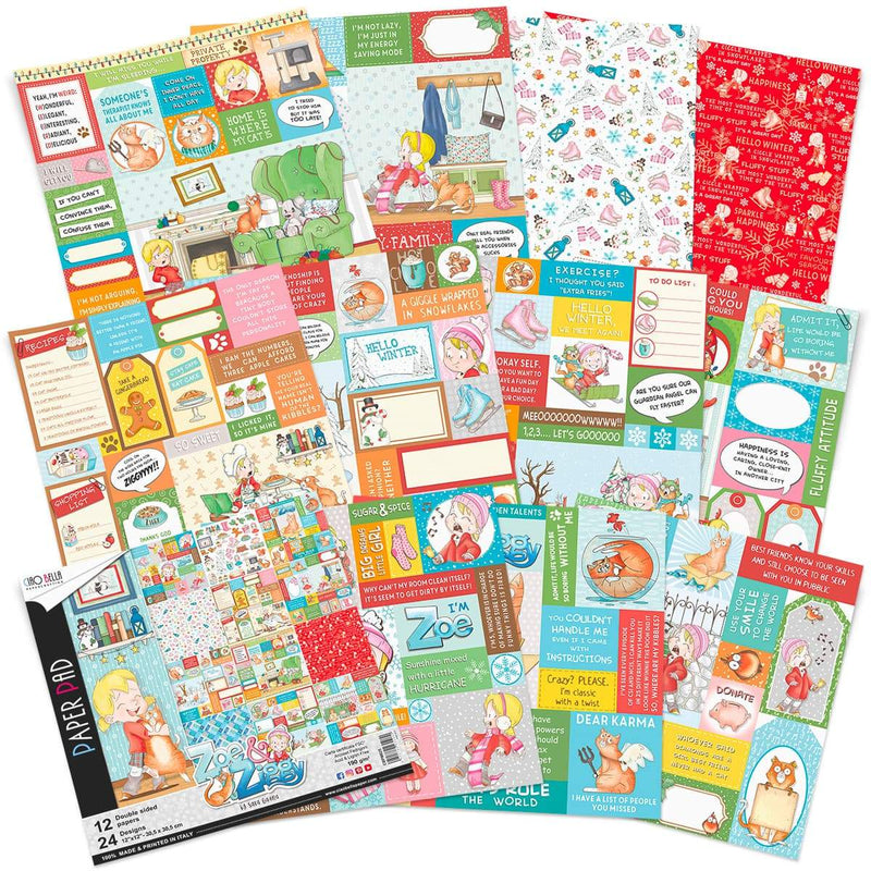 Ciao Bella Zoe & Ziggy Paper Pad 12"x12" 12/Pkg-2