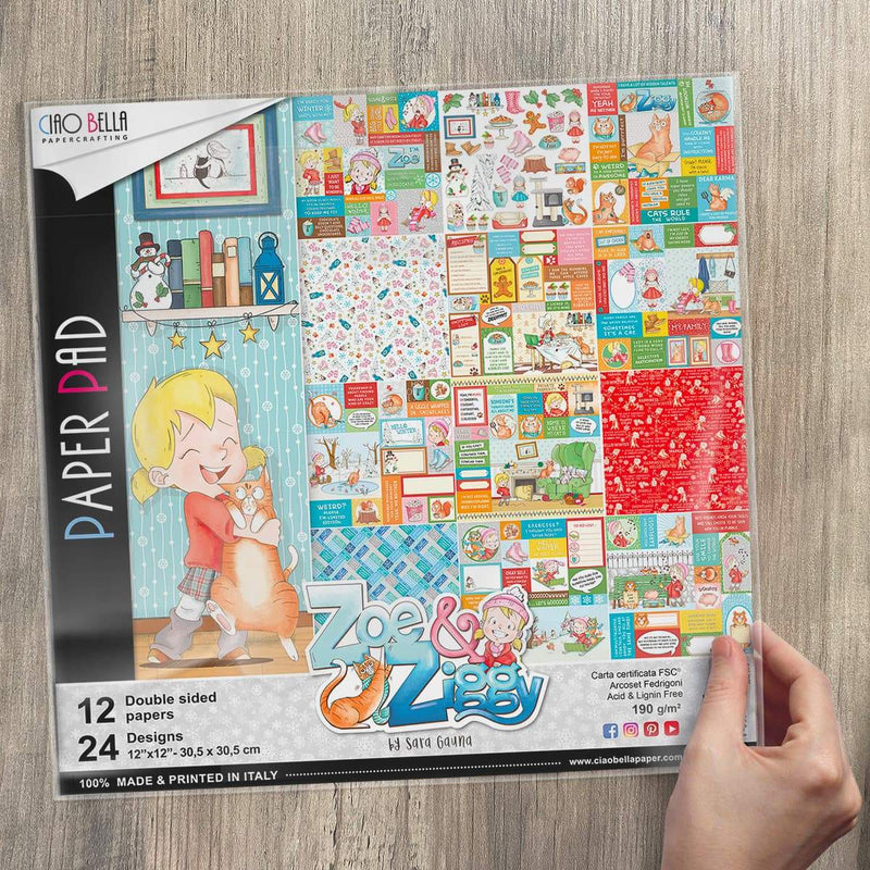Ciao Bella Zoe & Ziggy Paper Pad 12"x12" 12/Pkg-5