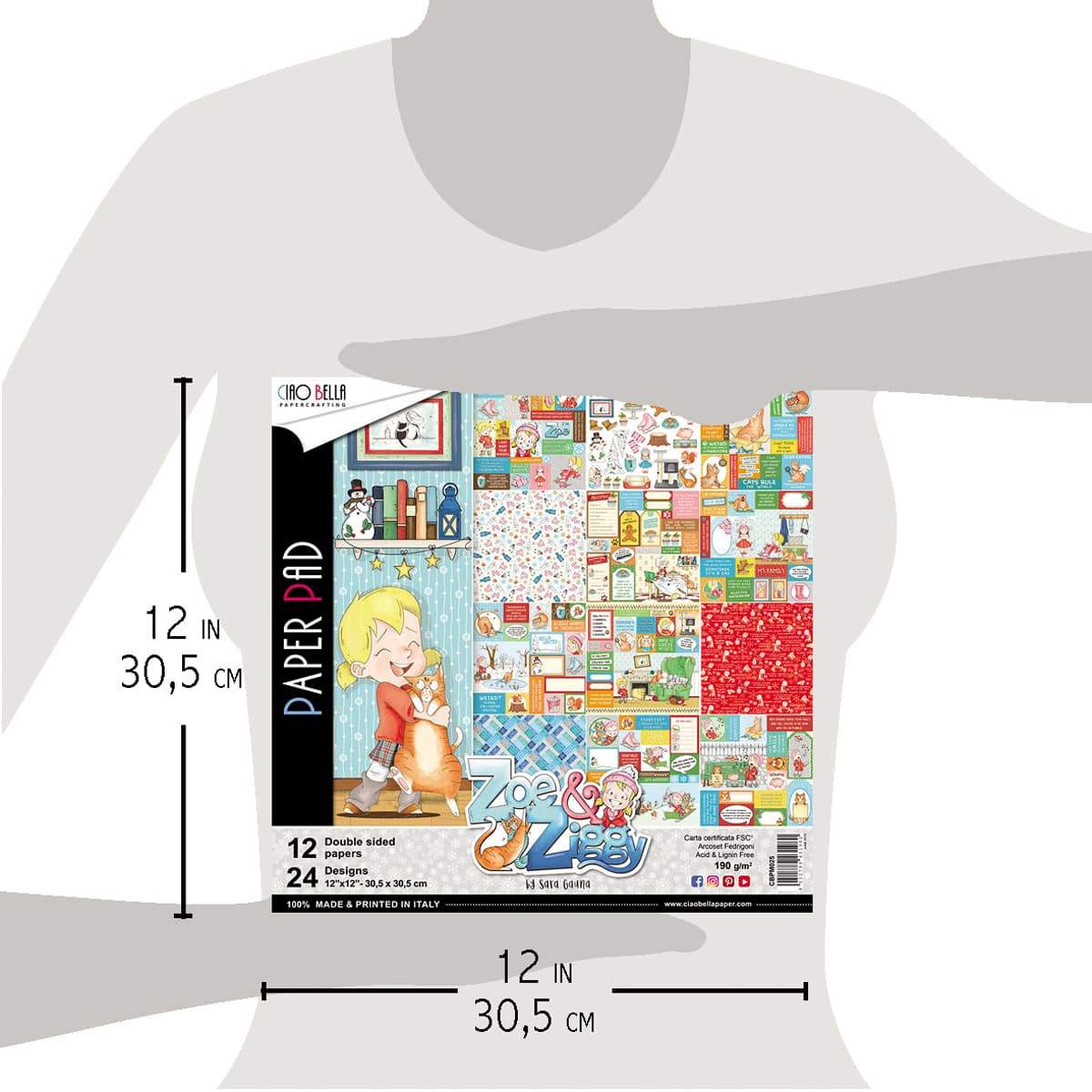 Ciao Bella Zoe & Ziggy Paper Pad 12"x12" 12/Pkg-6