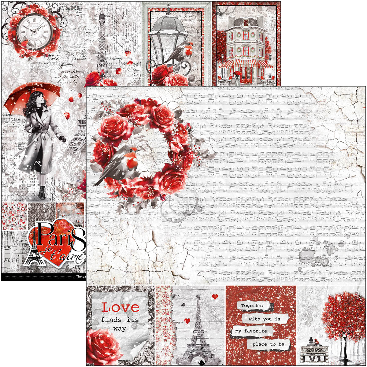 Paris Je t’aime Paper Pad 12"x12" 12/Pkg-2