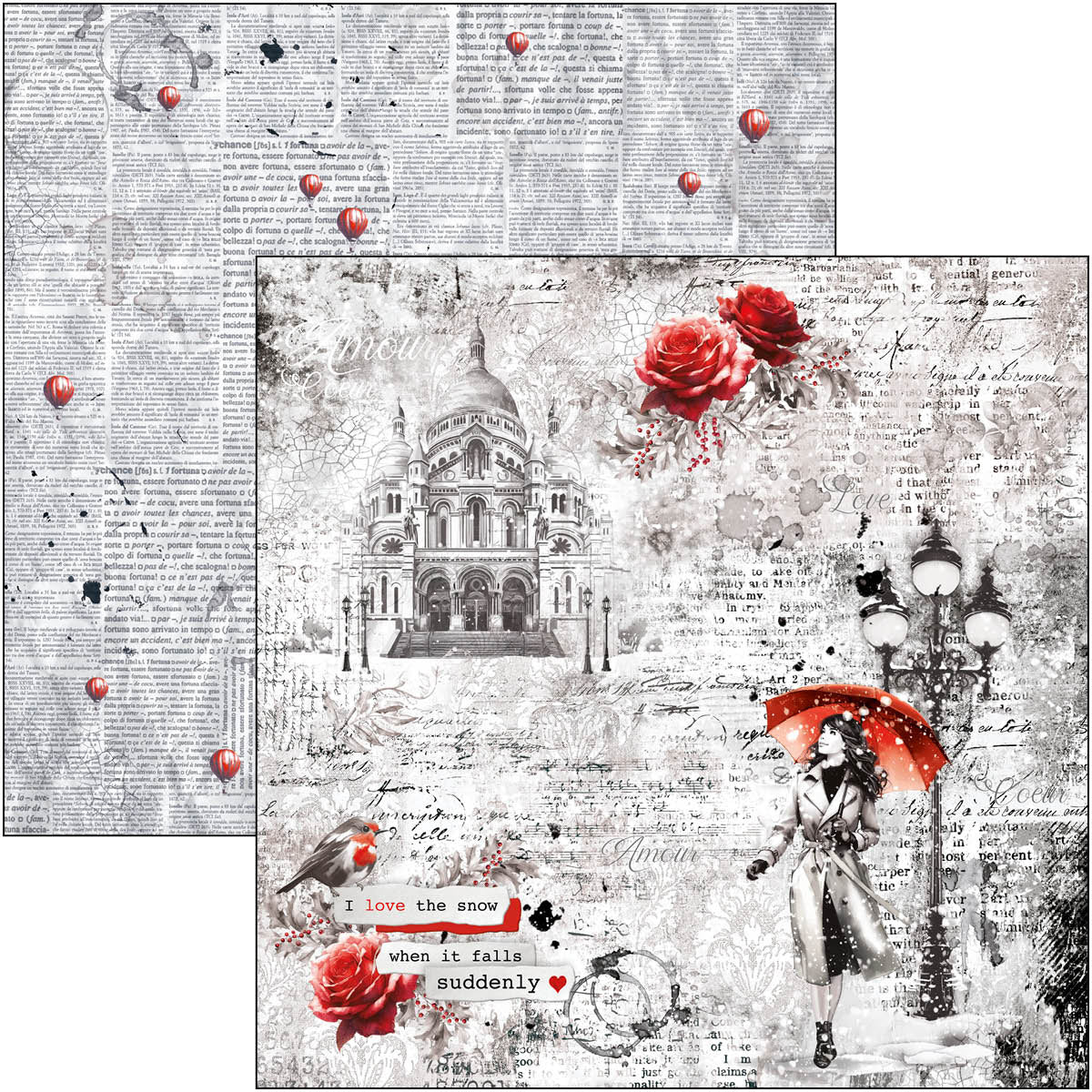 Paris Je t’aime Paper Pad 12"x12" 12/Pkg-3