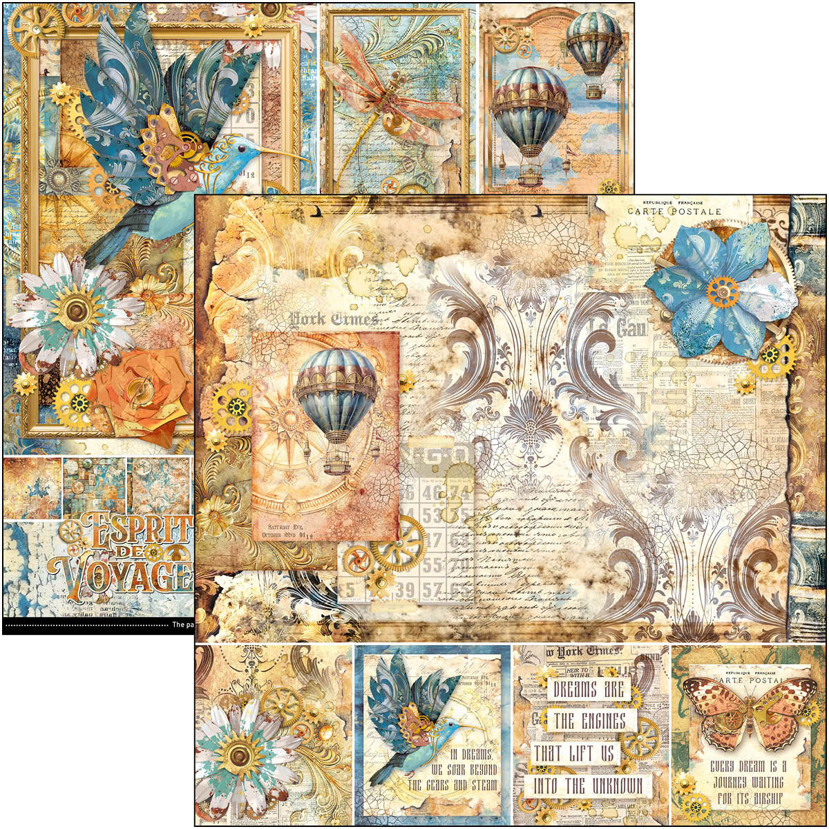 Esprit de Voyage Paper Pad 12"x12" 12/Pkg-2