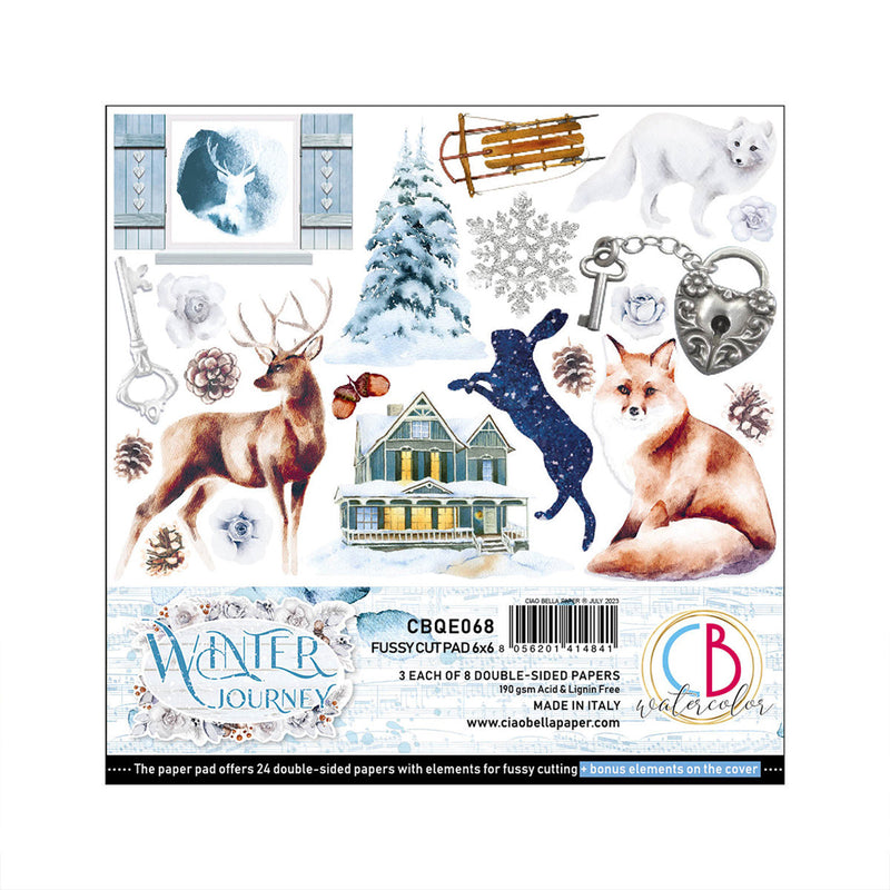 Bloc de papel para recortar Winter Journey de Ciao Bella, 6"x6", 24 unidades-1