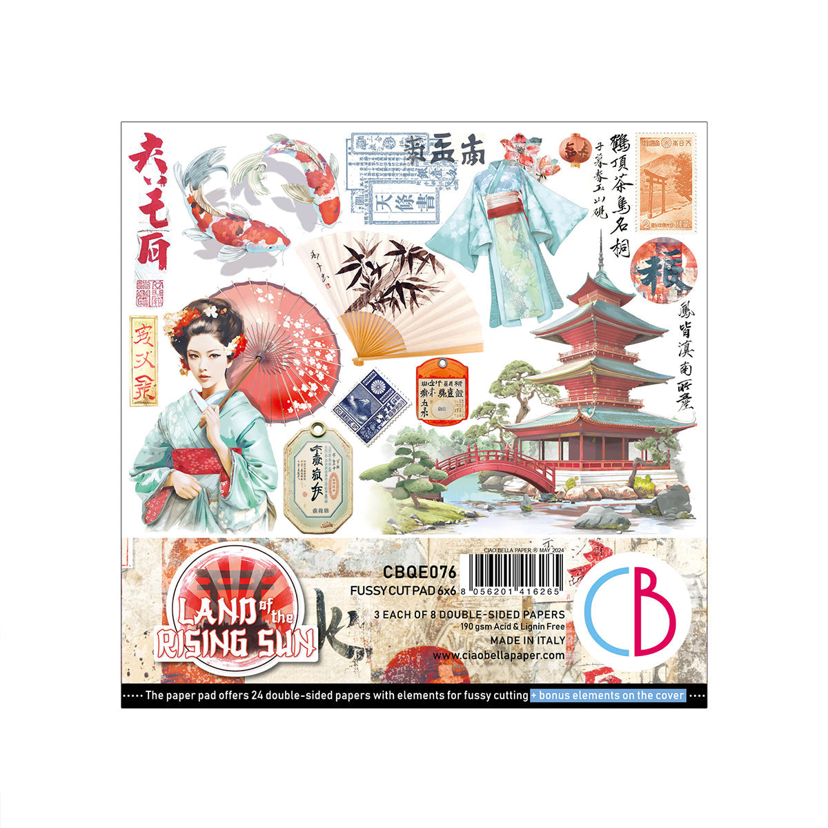 Bloc de papel para recortes Land Of The Rising Sun, 6"x6", 24 hojas/paquete-1
