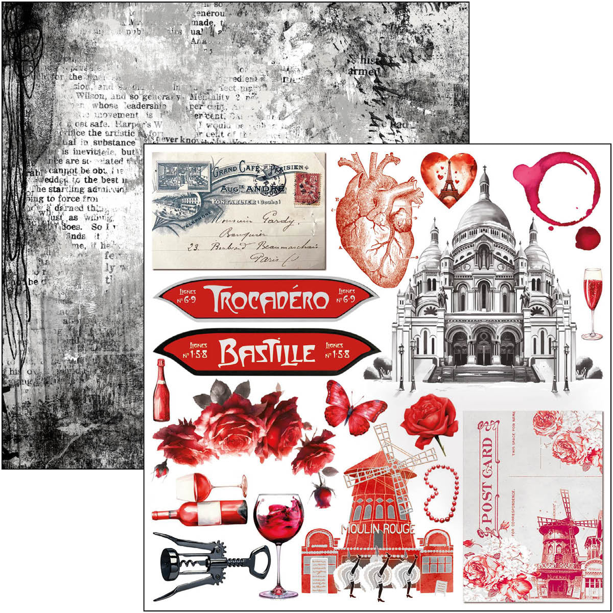 Paris Je t’aime Fussy Cut Pad 6"x6" 24/Pkg-9