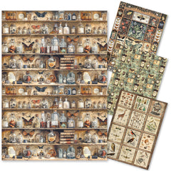 Rice Paper A4 MIXED 4/Pkg Cabinet Of Curiosities-1