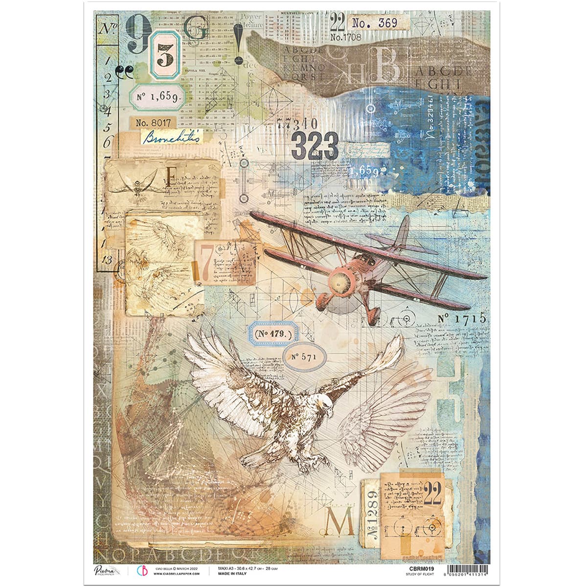 Ciao Bella Rice Paper A3 Study Of Flight - 3 Sheets-1