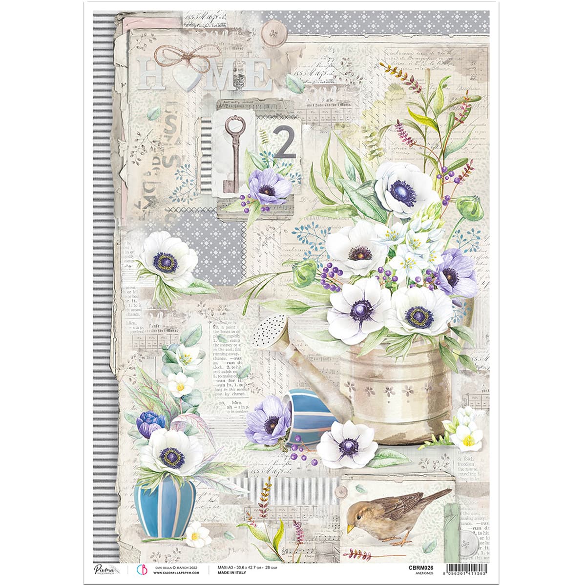 Ciao Bella Rice Paper A3 Anemones - 3 Sheets-1
