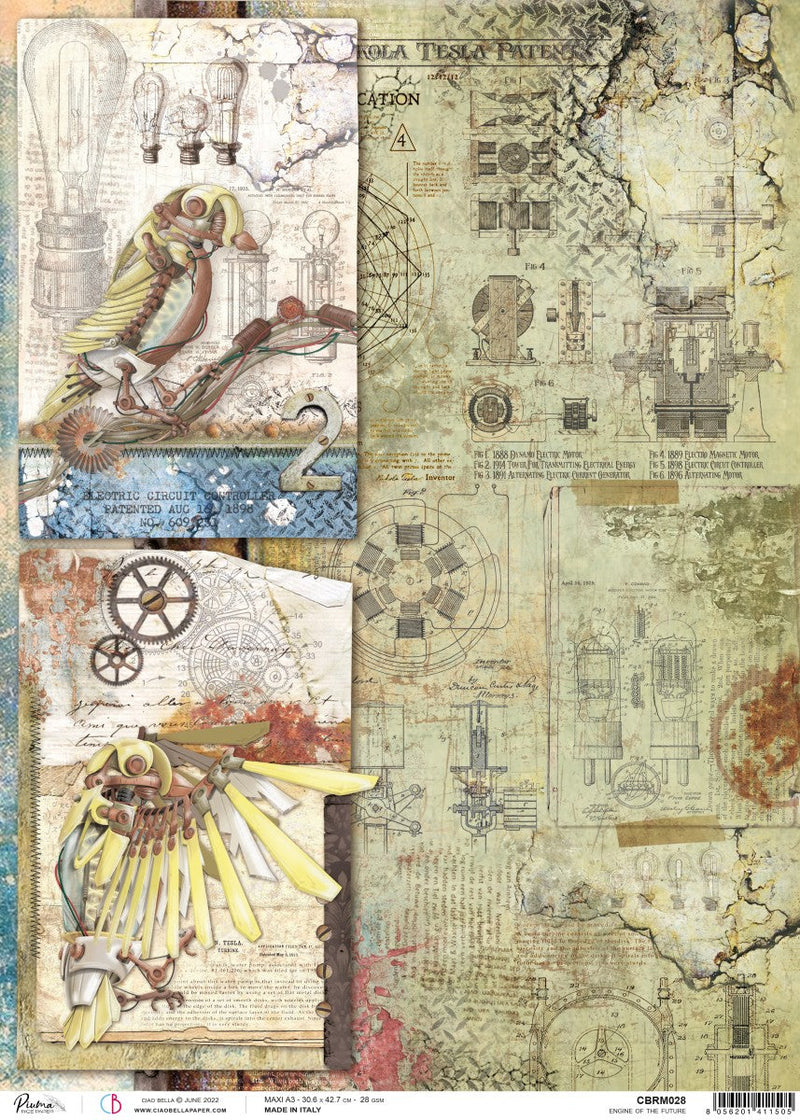 Ciao Bella Rice Paper A3 Piuma Engine Of The Future - 3 Sheets-1