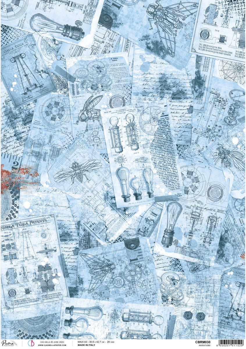 Ciao Bella Rice Paper A3 Piuma Inventions - 3 Sheets-1