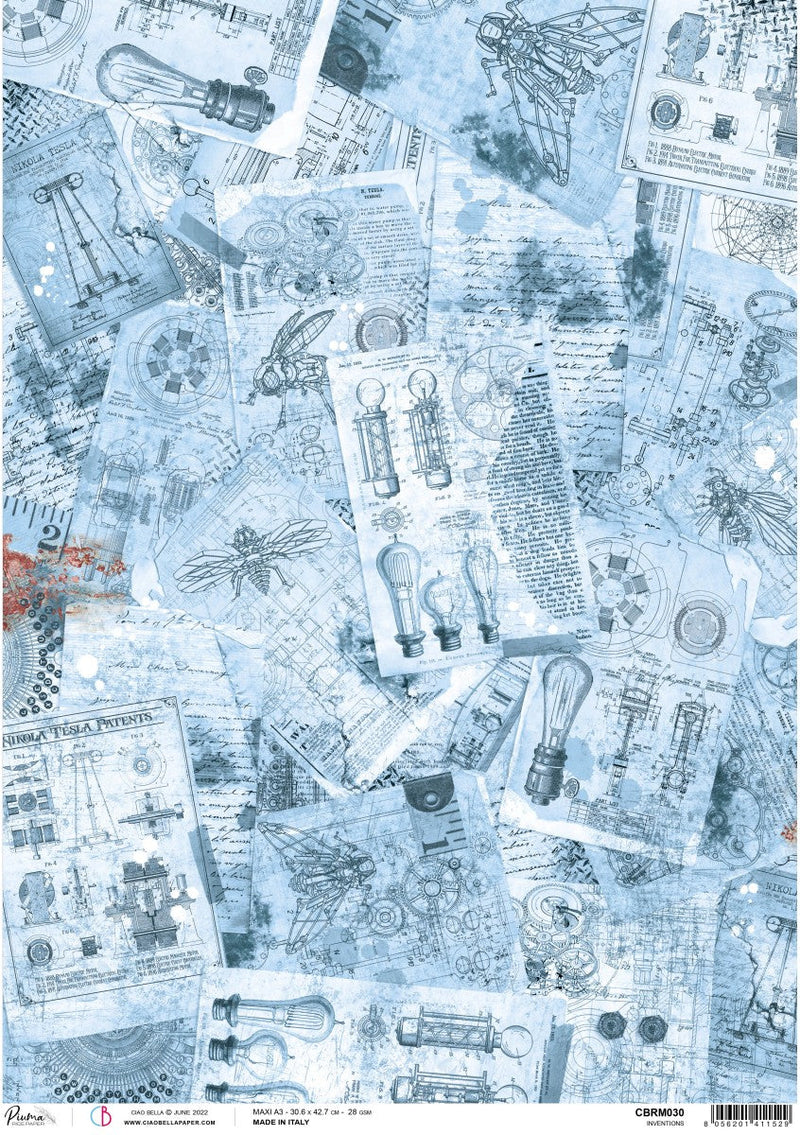 Ciao Bella Rice Paper A3 Piuma Inventions - 3 Sheets-1
