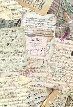 Ciao Bella Rice Paper A3 Piuma Ancient Musical Scores - 3 Sheets-1