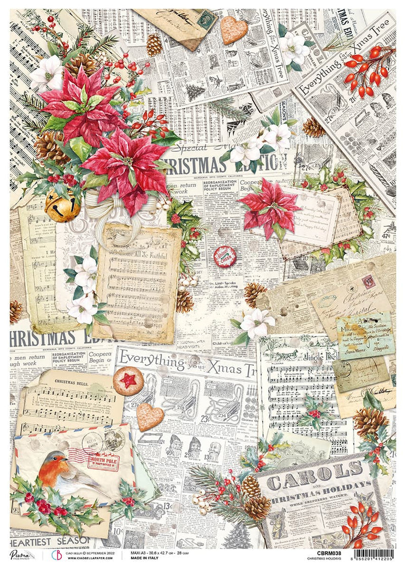 Rice Paper A3 Piuma Christmas Carols - 3 Sheets-1