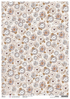 Rice Paper A3 Piuma Pinecones' round the clocks - 3 Sheets-1