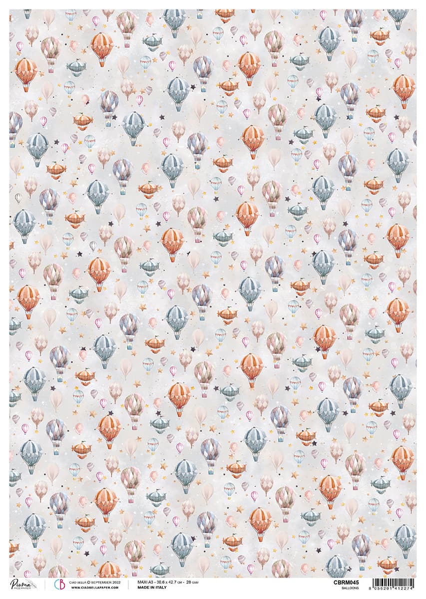 Rice Paper A3 Piuma Balloons - 3 Sheets-1