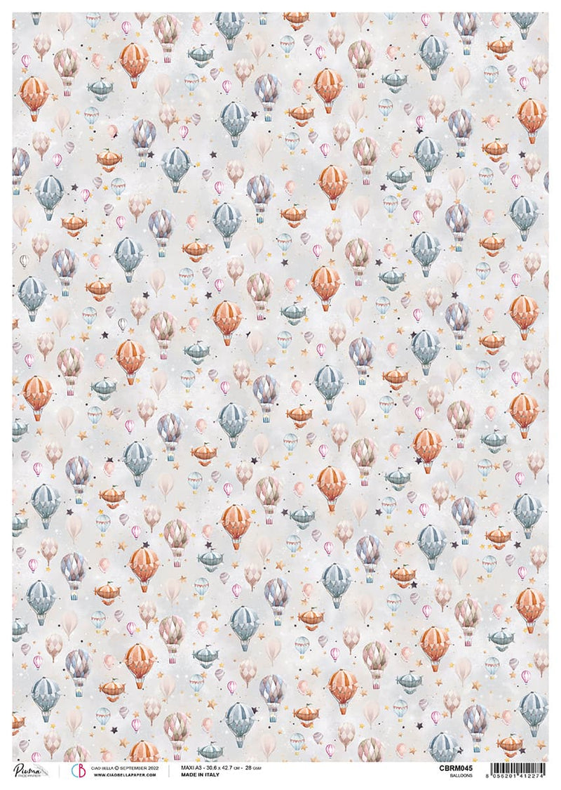 Rice Paper A3 Piuma Balloons - 3 Sheets-1