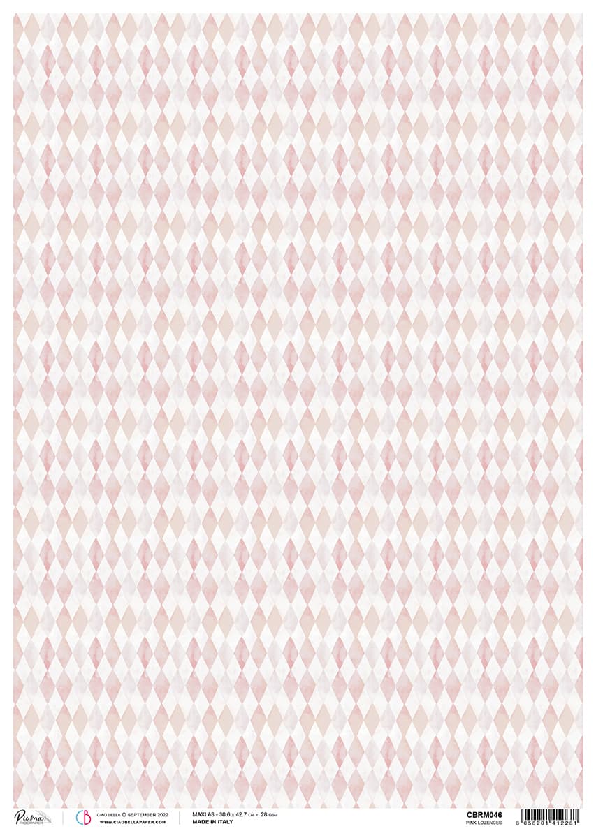 Rice Paper A3 Piuma Pink Lozenges -  3 Sheets-1