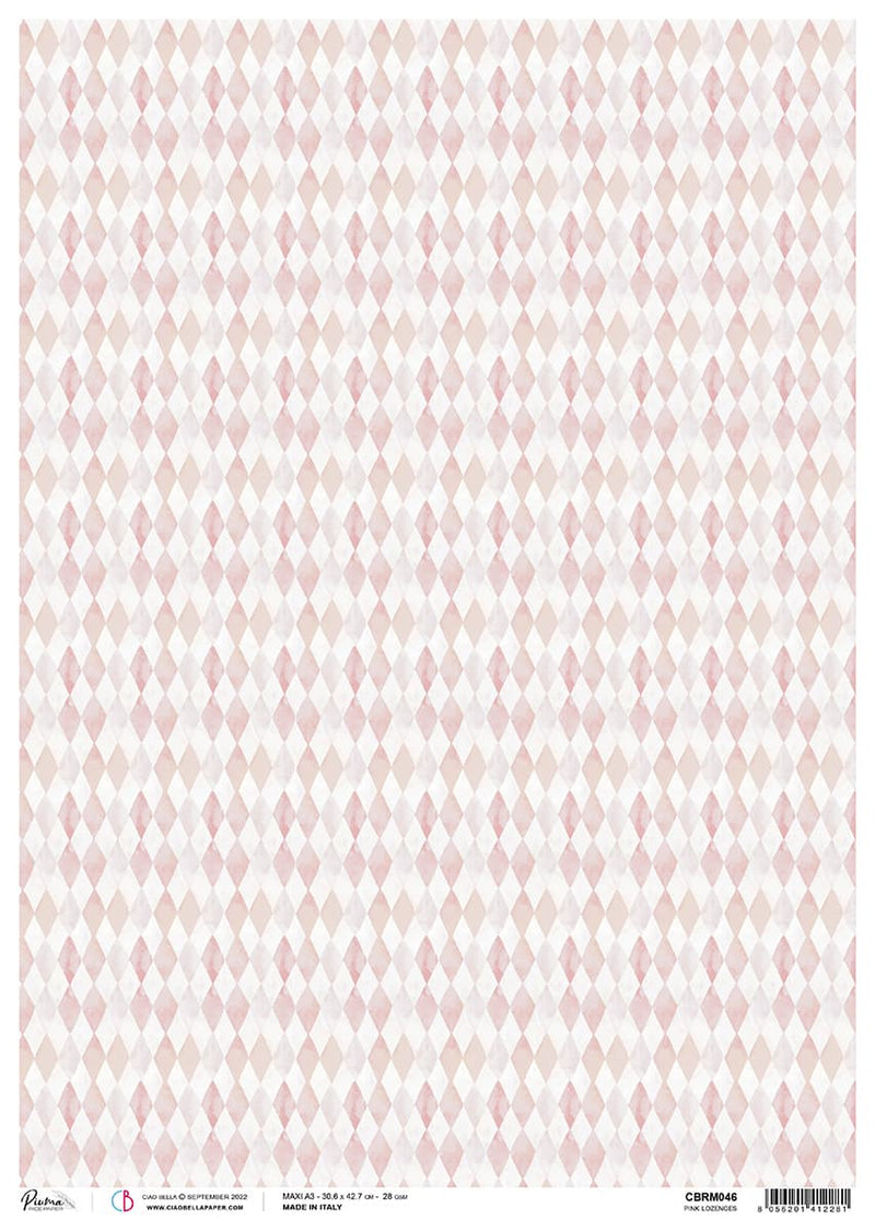 Rice Paper A3 Piuma Pink Lozenges -  3 Sheets-1