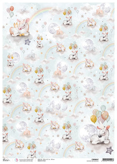 Rice Paper A3 Piuma Unicorns and Rainbows - 3 Sheets-1