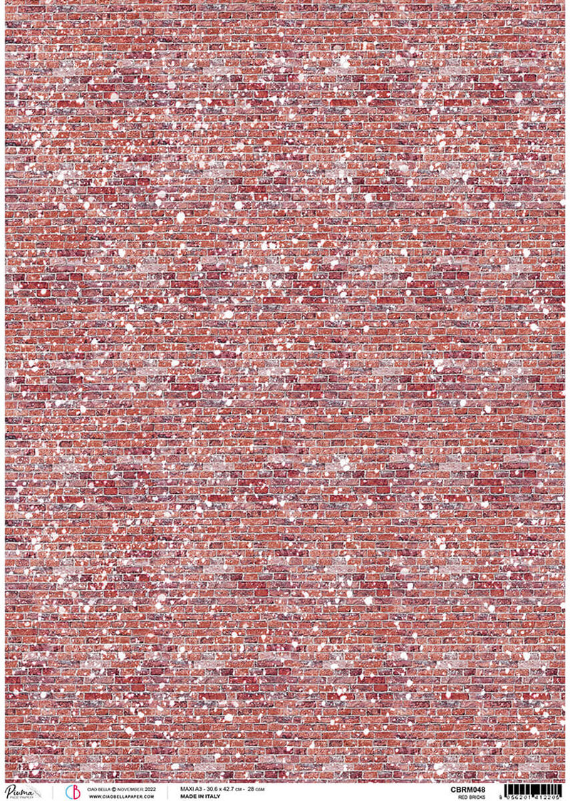 Rice Paper A3 Piuma Red Bricks - 3 Sheets-1