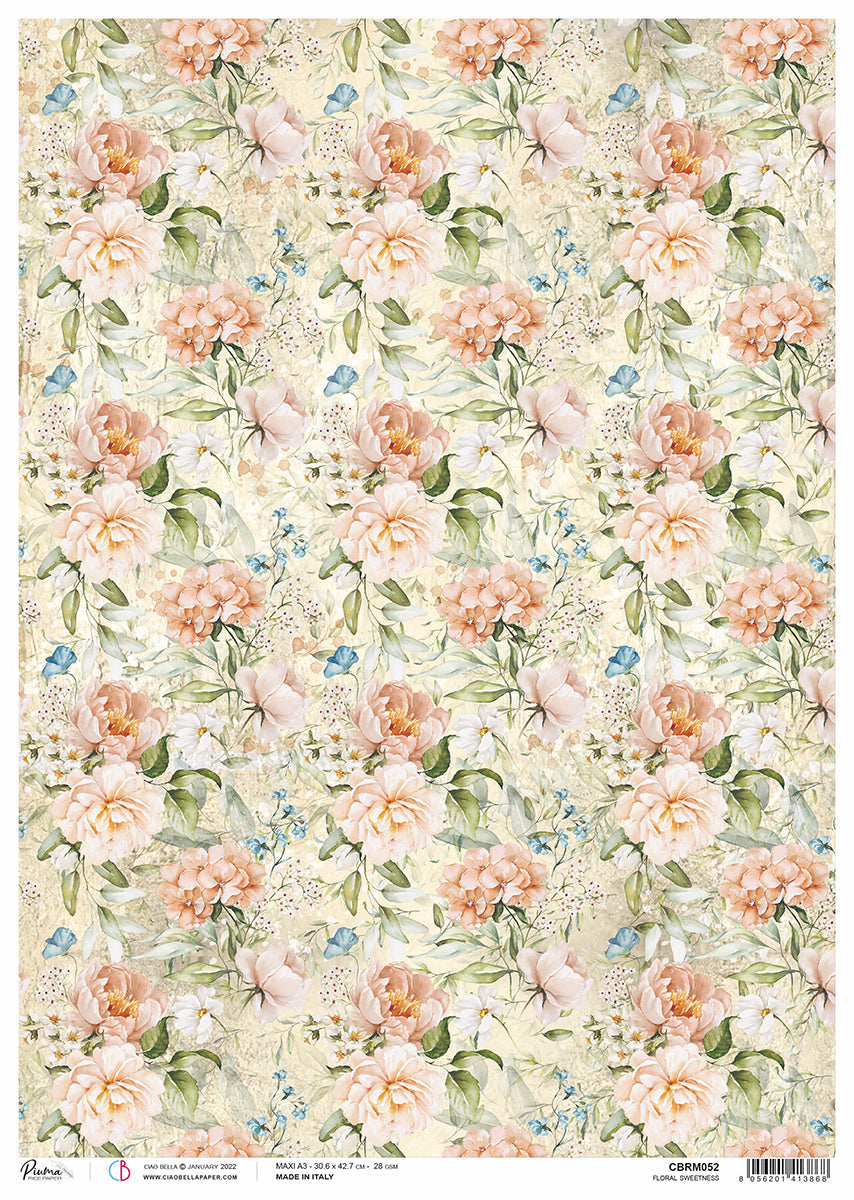Rice Paper A3 Piuma Floral sweetness - 3 Sheets-1