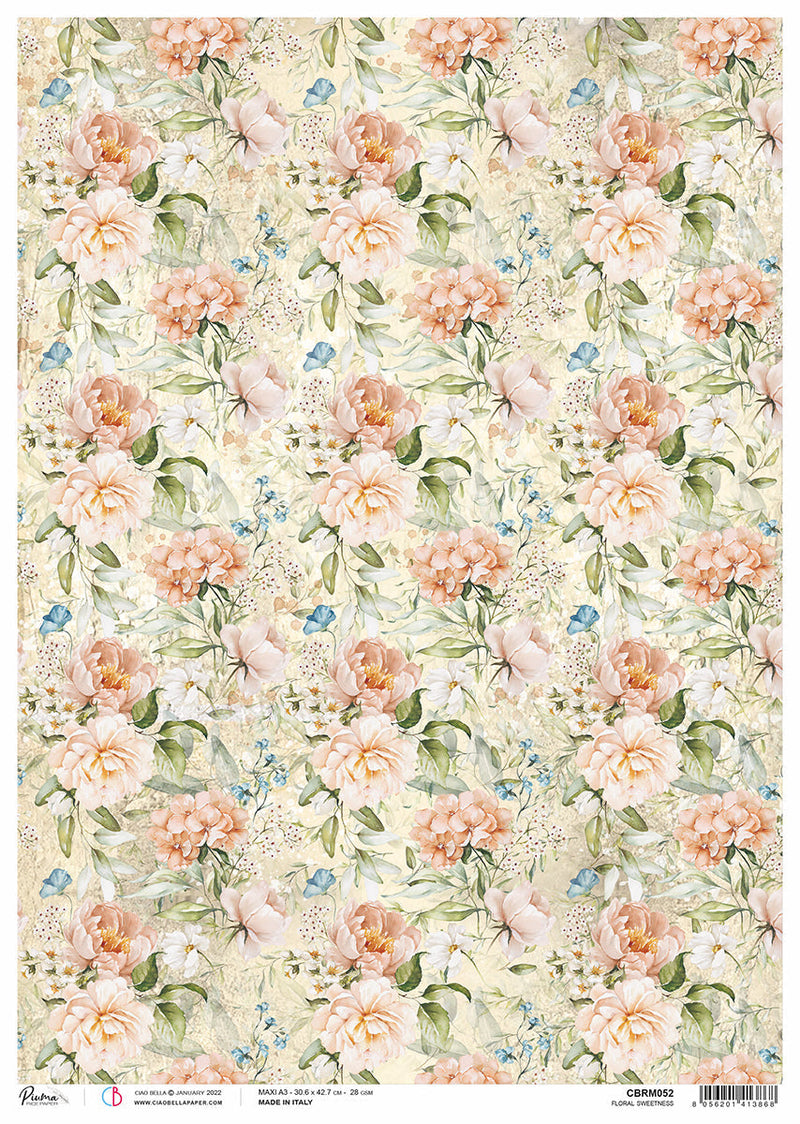 Rice Paper A3 Piuma Floral sweetness - 3 Sheets-1