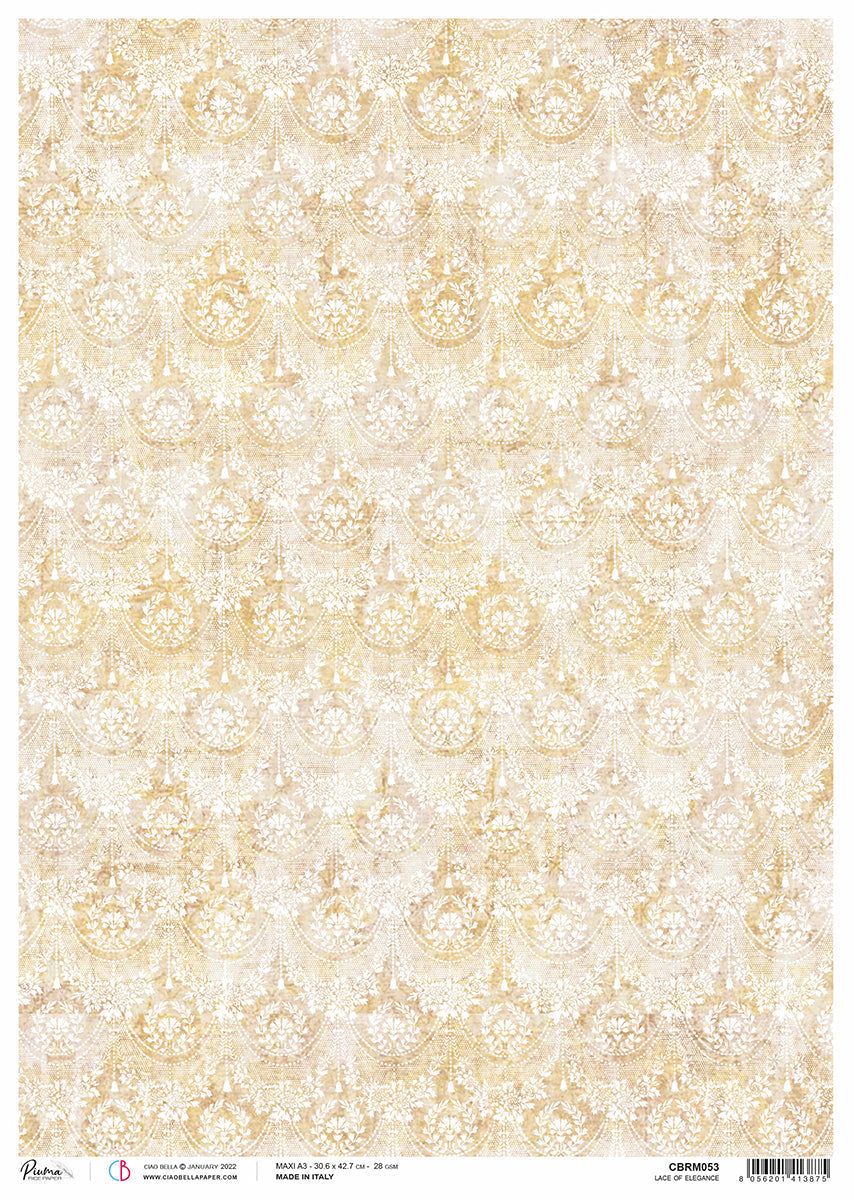 Rice Paper A3 Piuma Lace of elegance - 3 Sheets-1