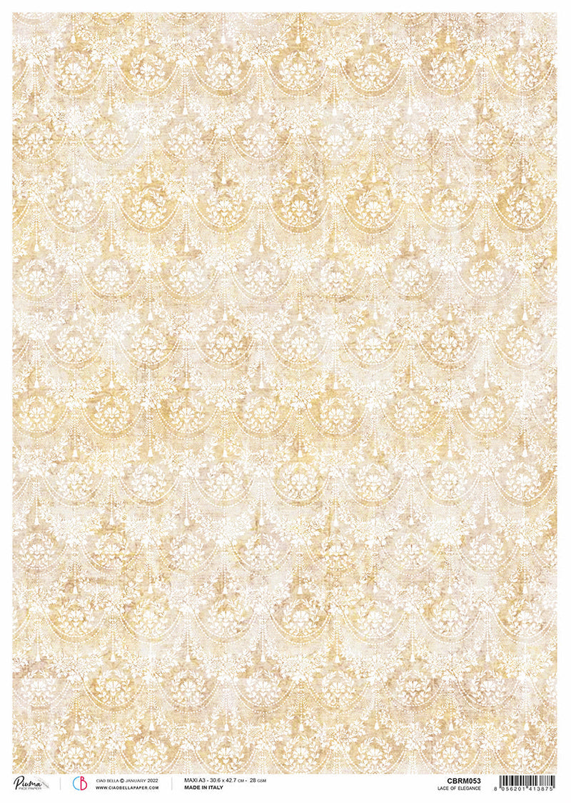 Rice Paper A3 Piuma Lace of elegance - 3 Sheets-1