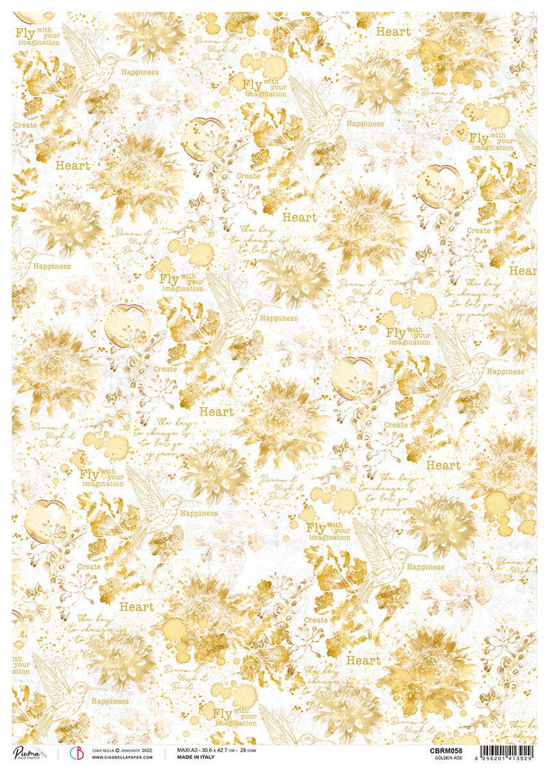 Rice Paper A3 Piuma Golden age - 3 Sheets-1