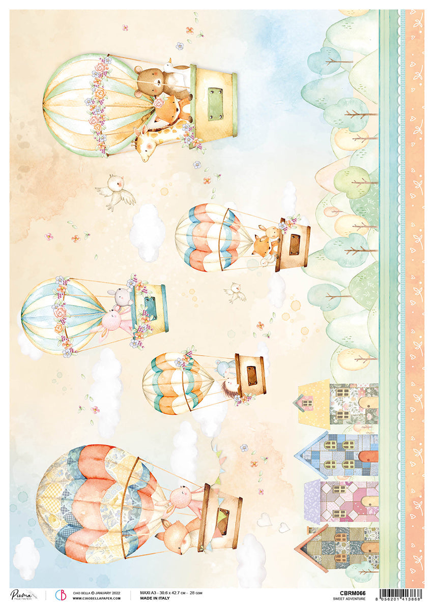 Ciao Bella Rice Paper A3 Piuma Sweet Adventure - 3 Sheets-1