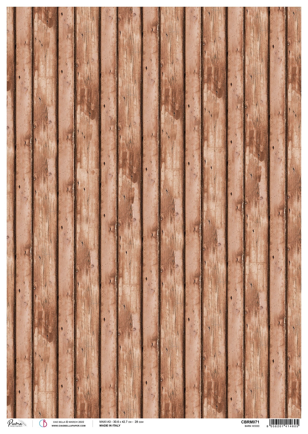 Ciao Bella Rice Paper A3 Piuma Barn Wood - 3 Sheets-1