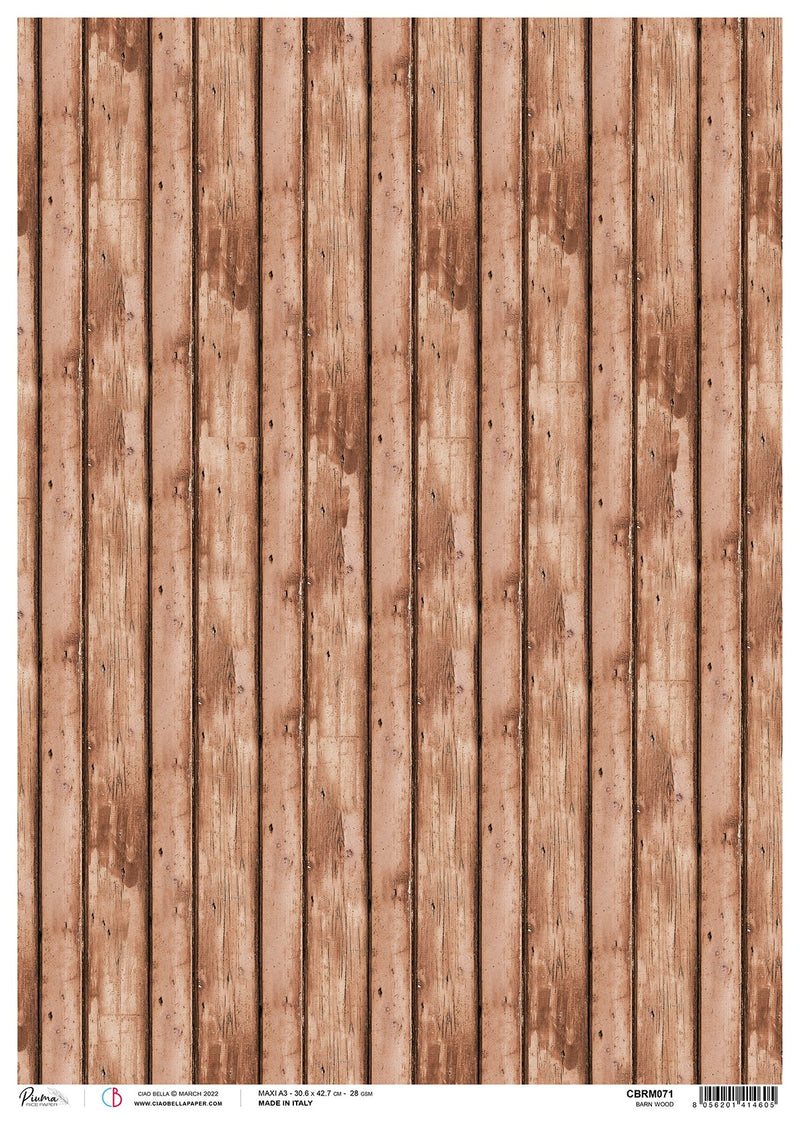 Ciao Bella Rice Paper A3 Piuma Barn Wood - 3 Sheets-1