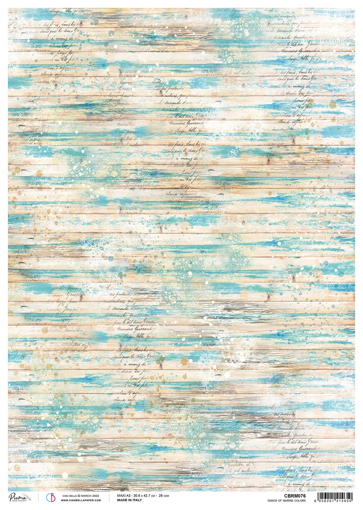 Papel de arroz A3 Ciao Bella Piuma Dance Of Marine Colors - 3 hojas