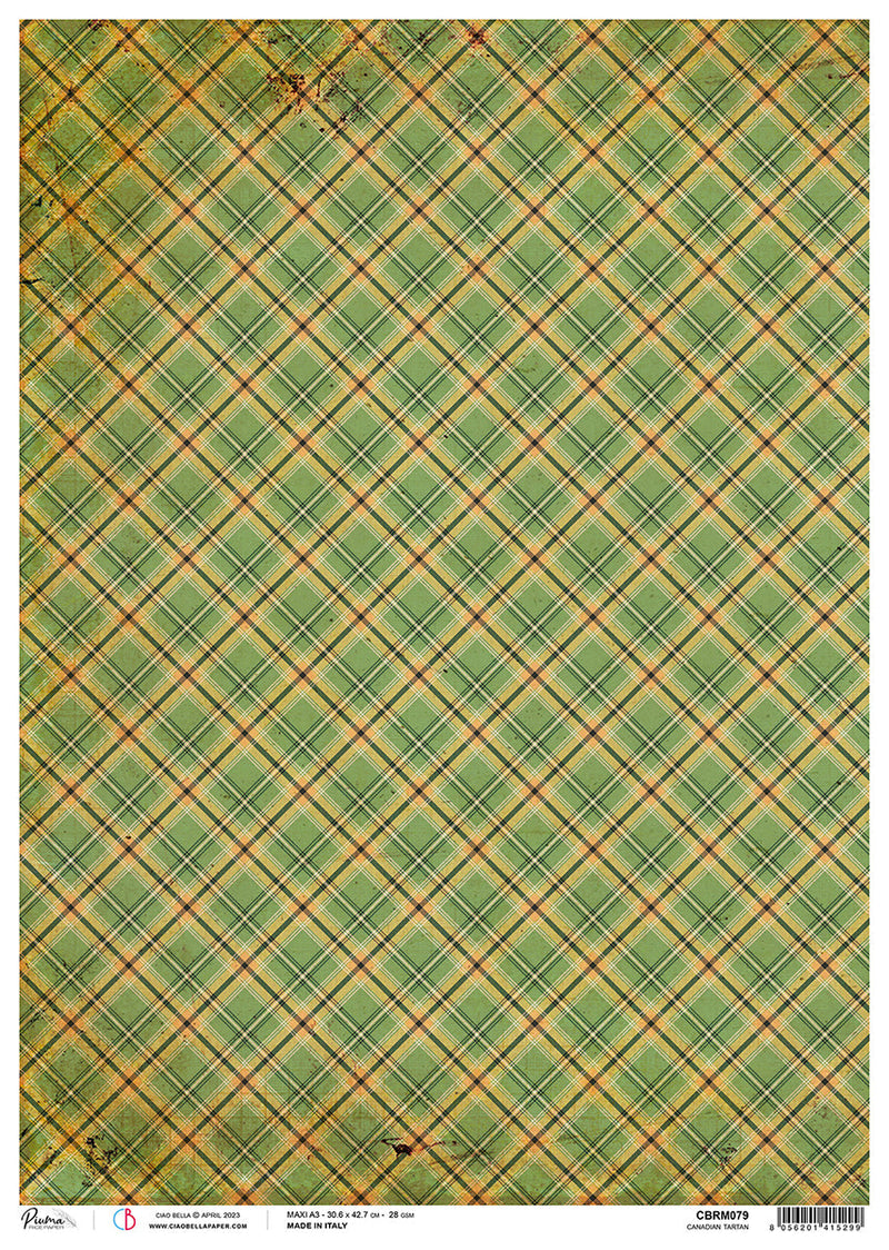 Papel de arroz A3 Ciao Bella Piuma Canadian Tartan - 3 hojas-1