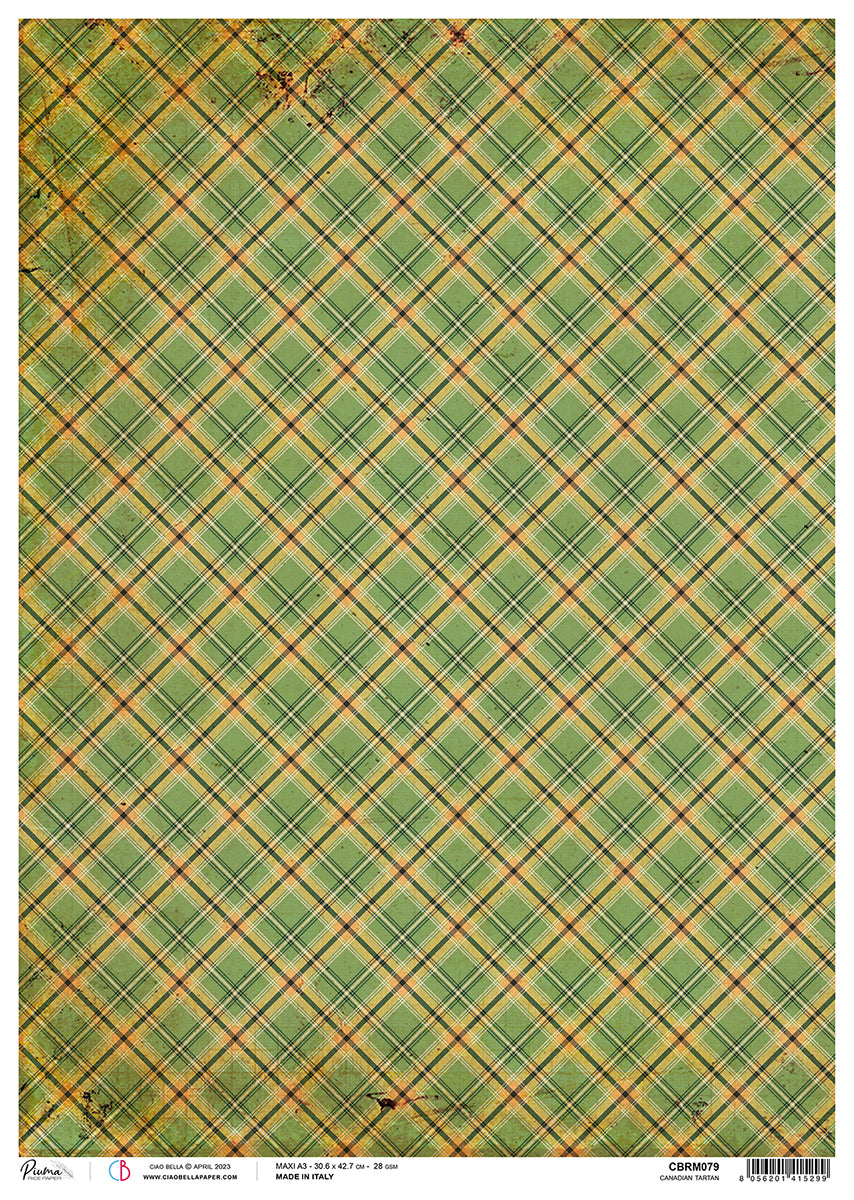 Papel de arroz A3 Ciao Bella Piuma Canadian Tartan - 3 hojas