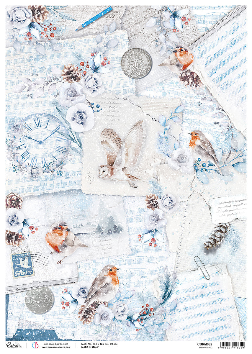 Papel de arroz Ciao Bella A3 Piuma Snow Kissed - 3 hojas