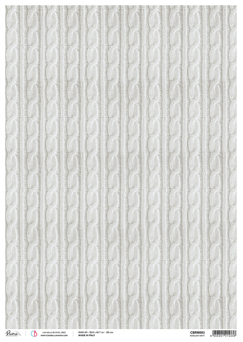 Ciao Bella Rice Paper A3 Piuma Woollen Weft - 3 Sheets-1