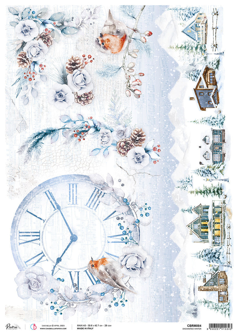 Papel de arroz A3 Ciao Bella Piuma Enchanted Winter - 3 hojas-1