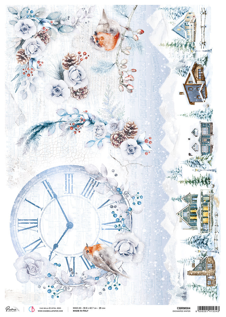 Papel de arroz A3 Ciao Bella Piuma Enchanted Winter - 3 hojas