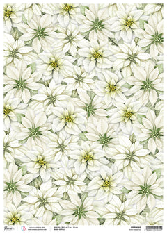 Papel de arroz Ciao Bella A3 Piuma Poinsettia blanca - 3 hojas-1