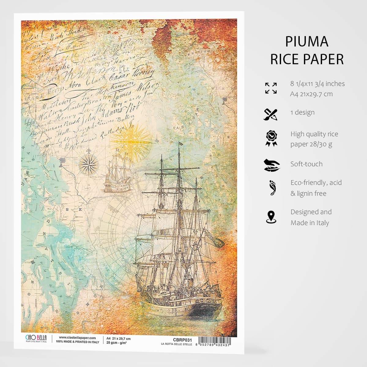 Ciao Bella Rice Paper A4 La Rotta Delle Stelle-3