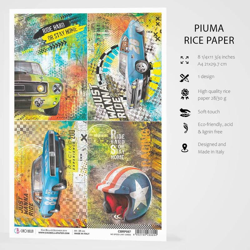 Ciao Bella Rice Paper A4 No Speed Limit Cards-3